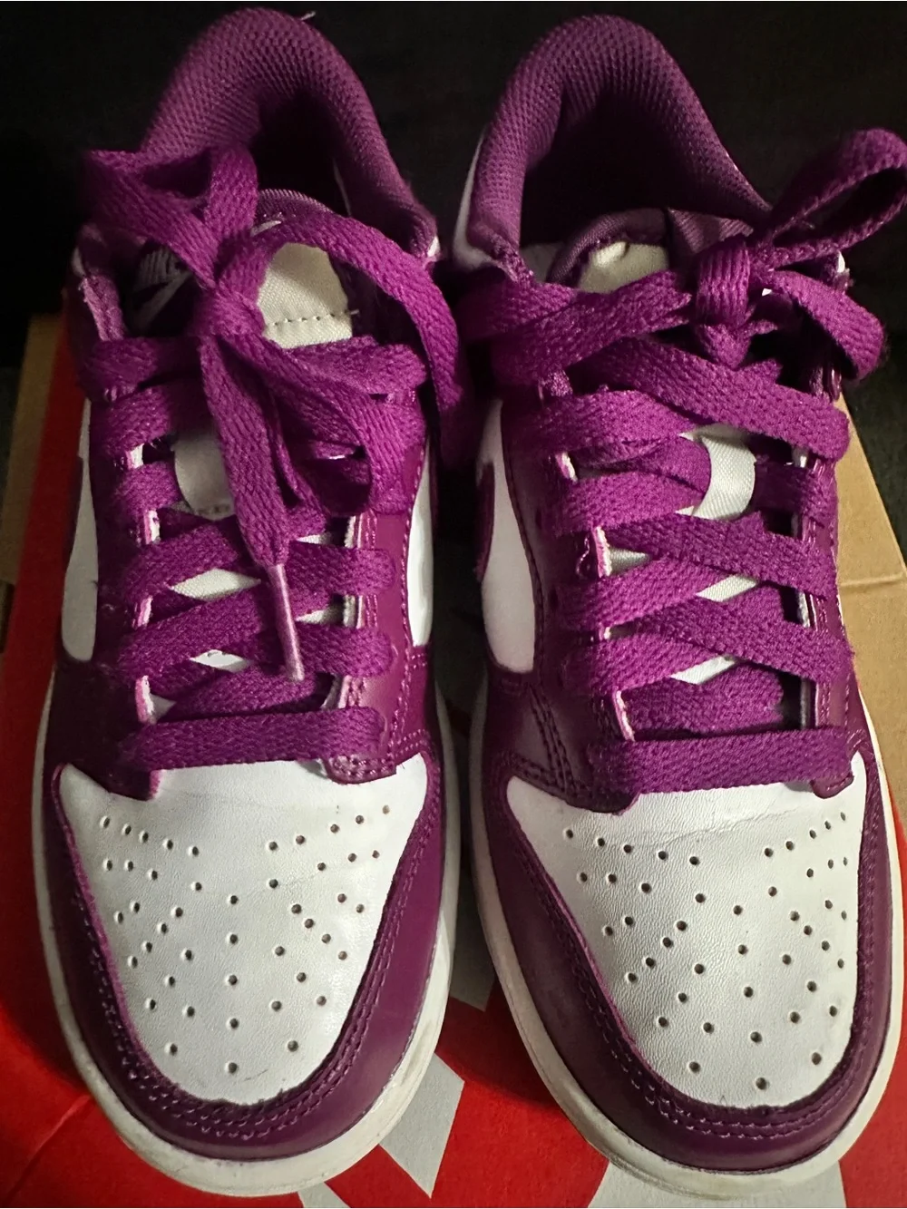 Nike Dunk Low Purple and White Leather Sneakers